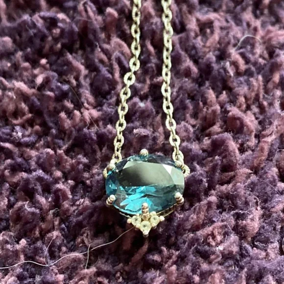 Judith Ripka Sterling Silver London Blue Topaz Pendant Necklace 17” NWOT